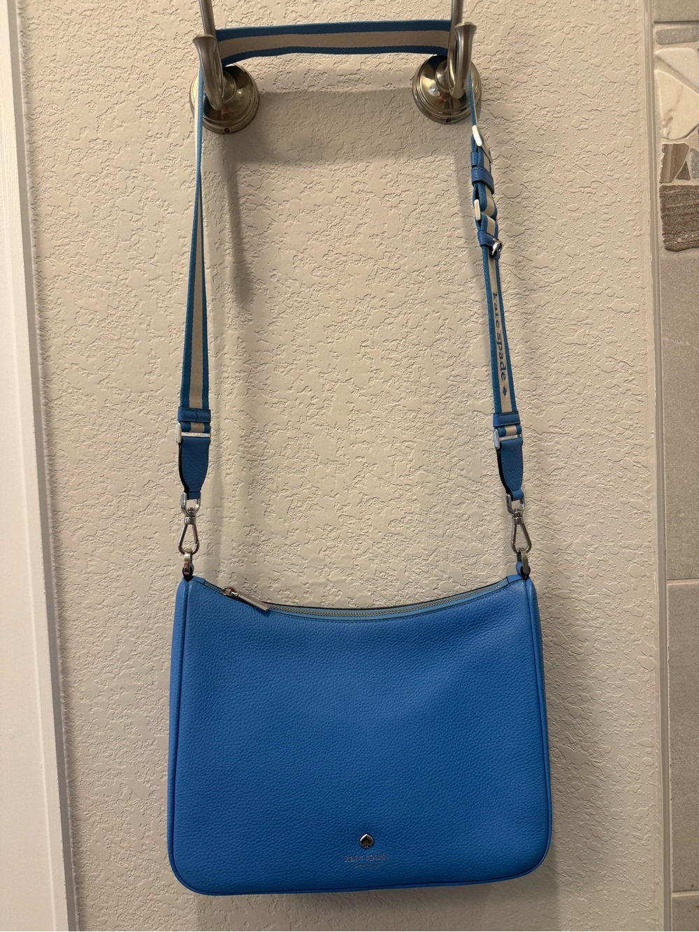 kate spade Electric Blue Pebbled Leather Crossbody Bag and matching wallet